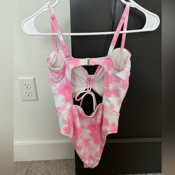 Tie-dye Pink and White One Piece Bathing Suit - Picture 2 of 2
